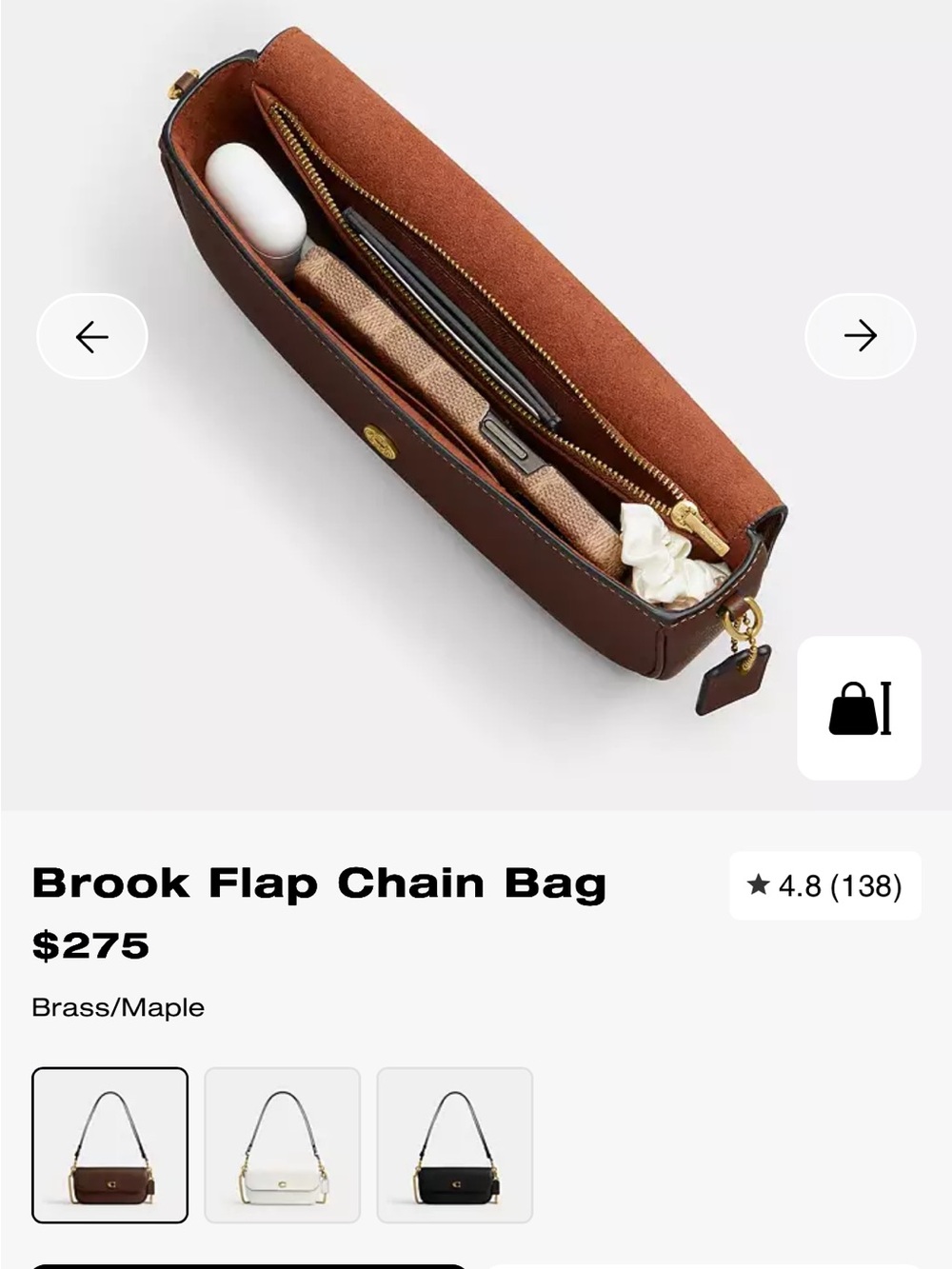 Coach Brook Flap Chain Bag in Maple Brown with Brass Hardware gently used - Picture 4 of 16